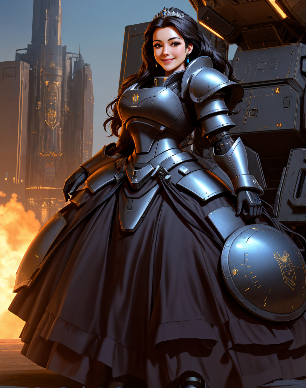 05269-1969920660-4K, Masterpiece, highres, absurdres,photorealistic, smiling, [ballgown_Parrley_armor], a woman in a [dress_suit of armor] posing.png